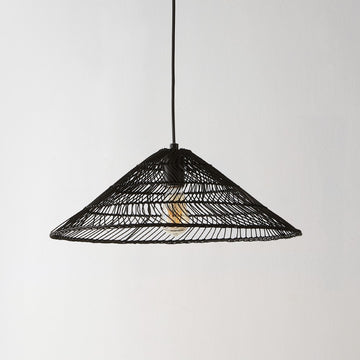 Nova 20.25" Farmhouse Coastal Rattan 180" Cord Plug-In or Hardwired LED Pendant - JONATHAN Y